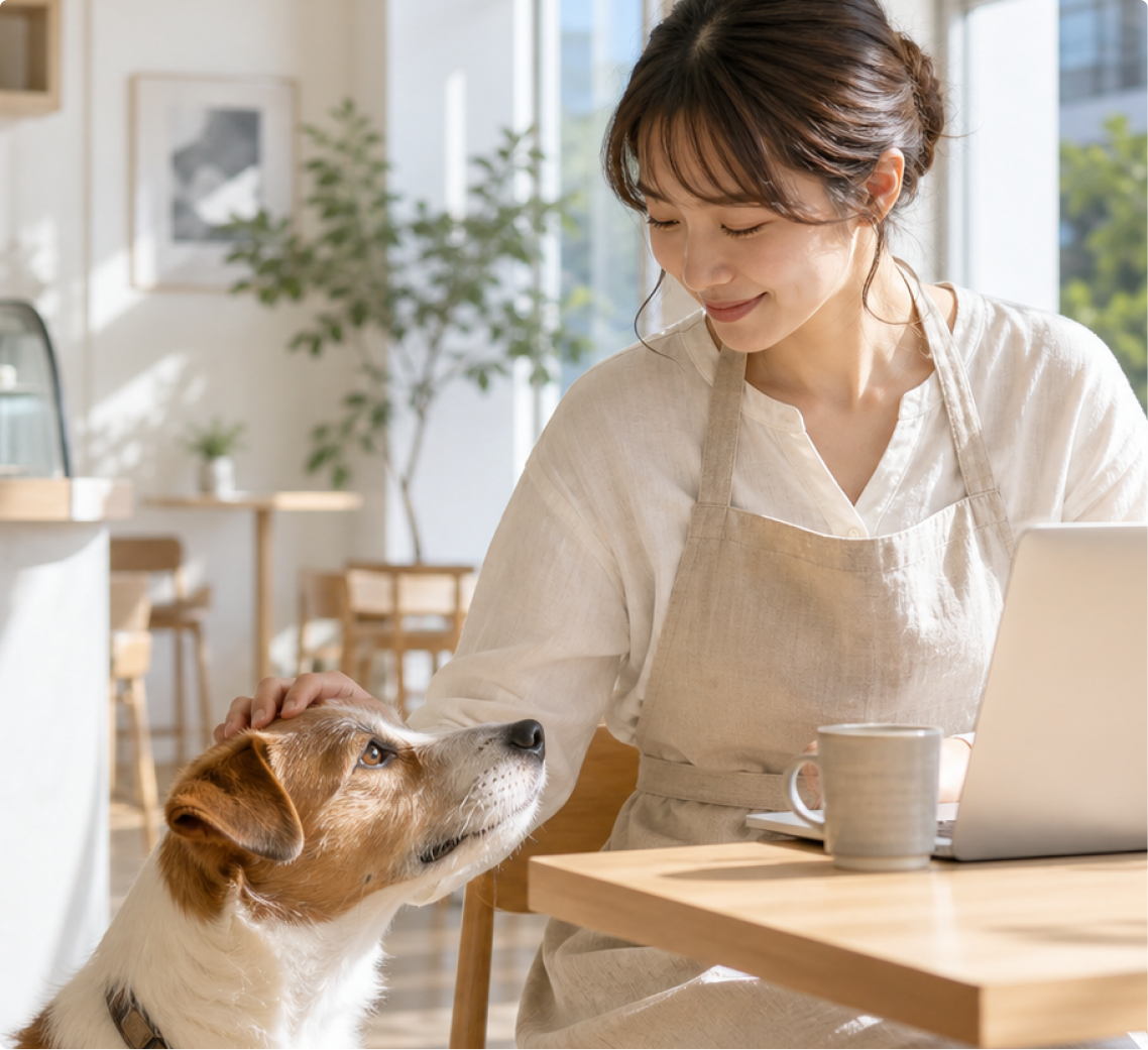 保護犬と過ごす様子